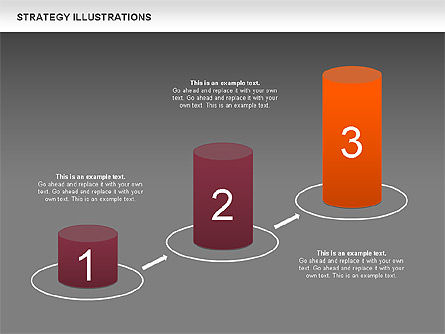 Strategy com diagrama de cilindros, Deslizar 10, 00676, Diagramas de Etapas — PoweredTemplate.com