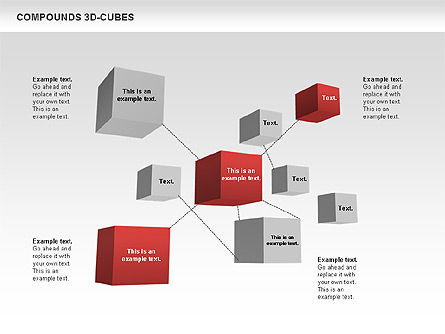 Compound 3d cubos, Modelo do PowerPoint, 00679, Formas — PoweredTemplate.com