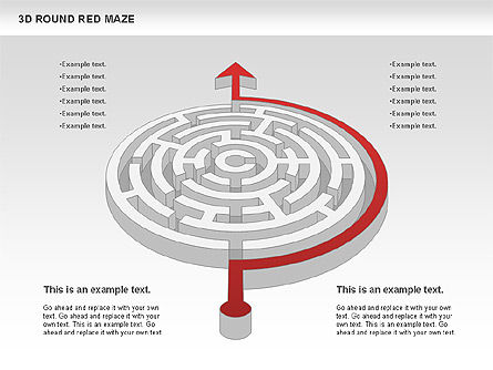 3Dラウンド赤い迷路, PowerPointテンプレート, 00684, ビジネスモデル — PoweredTemplate.com