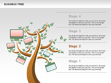 Diagrama do estágio da árvore de negócios, Deslizar 2, 00692, Diagramas de Etapas — PoweredTemplate.com