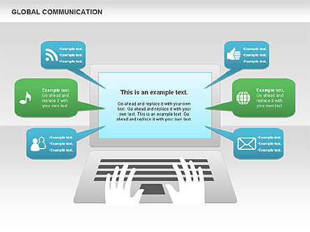 グローバルコミュニケーションの図形, PowerPointテンプレート, 00700, 図形 — PoweredTemplate.com