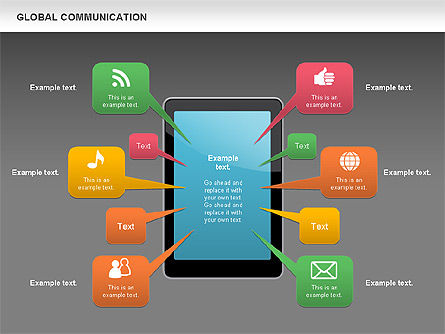 グローバルコミュニケーションの図形, スライド 15, 00700, 図形 — PoweredTemplate.com