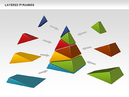 Pirámides multicolores en capas, Diapositiva 10, 00708, Modelos de negocios — PoweredTemplate.com