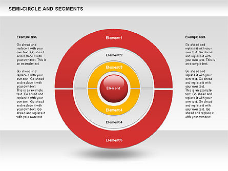 Segmenten en halve cirkel, Dia 10, 00721, Cirkeldiagram — PoweredTemplate.com