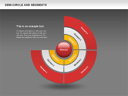 Segments et demi-cercle, Diapositive 11, 00721, Diagrammes circulaires — PoweredTemplate.com