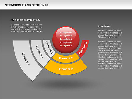 Segments and Semicircle, Slide 14, 00721, Pie Charts — PoweredTemplate.com