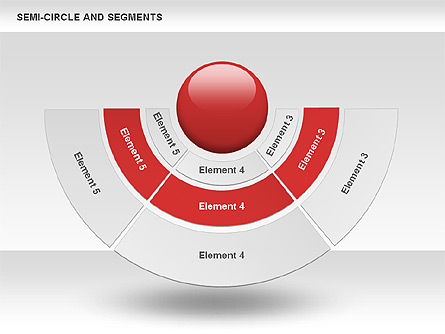 Segments and Semicircle, Slide 5, 00721, Pie Charts — PoweredTemplate.com
