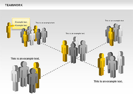 Travail d'équipe avec diagramme cible, Diapositive 4, 00725, Schémas de procédés — PoweredTemplate.com