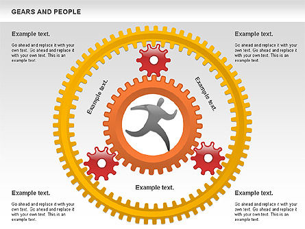 Gears en mensen, PowerPoint-sjabloon, 00734, Figuren — PoweredTemplate.com