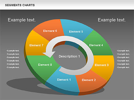Graphique de segments, Diapositive 12, 00739, Diagrammes circulaires — PoweredTemplate.com