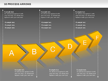 Flèches process 3d, Diapositive 15, 00740, Schémas de procédés — PoweredTemplate.com