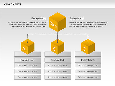 Organizational Chart with Cubes, PowerPoint Template, 00749, Graph Charts — PoweredTemplate.com