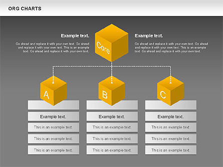 Organizational Chart with Cubes, Slide 11, 00749, Graph Charts — PoweredTemplate.com