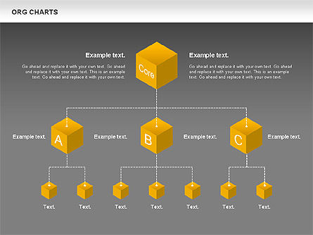 Organizational Chart with Cubes, Slide 16, 00749, Graph Charts — PoweredTemplate.com