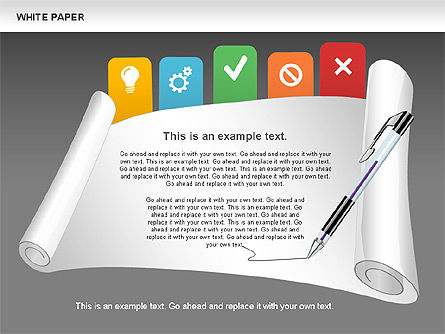 White Paper Shapes with Colorful Marks, Slide 7, 00765, Shapes — PoweredTemplate.com