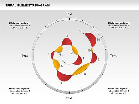 スパイラル要素図, 無料 PowerPointテンプレート, 00815, 段階図 — PoweredTemplate.com