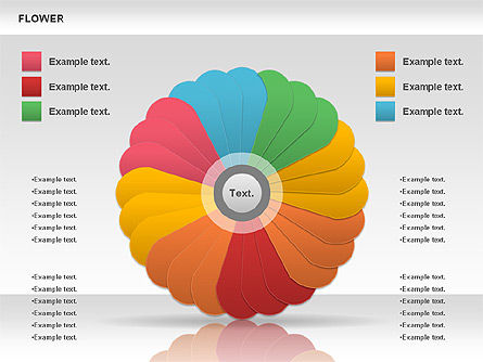 Flower pétalas gráfico, Modelo do PowerPoint, 00827, Timelines & Calendars — PoweredTemplate.com