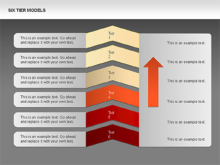 Zes tier model chevron diagram, Dia 10, 00834, Businessmodellen — PoweredTemplate.com