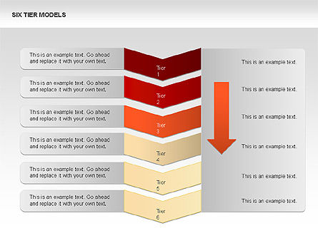 Zes tier model chevron diagram, Dia 5, 00834, Businessmodellen — PoweredTemplate.com