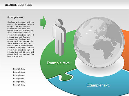 Global business diagram, Modelo do PowerPoint, 00840, Diagramas em Puzzle — PoweredTemplate.com