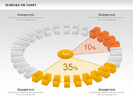 3d caixas gráfico de pizza, Modelo do PowerPoint, 00855, Gráficos circulares — PoweredTemplate.com