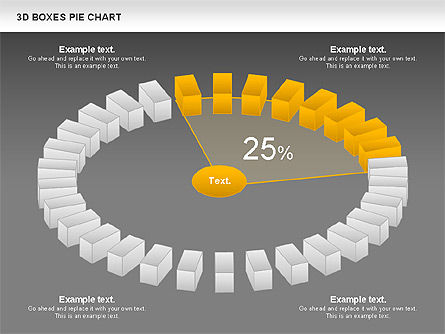 3d caixas gráfico de pizza, Deslizar 14, 00855, Gráficos circulares — PoweredTemplate.com