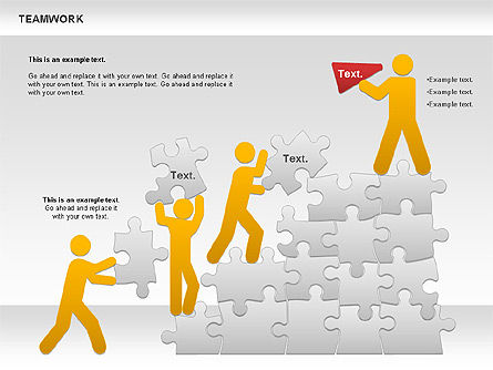 Le travail d'équipe avec puzzles, Modele PowerPoint, 00862, Schémas puzzle — PoweredTemplate.com