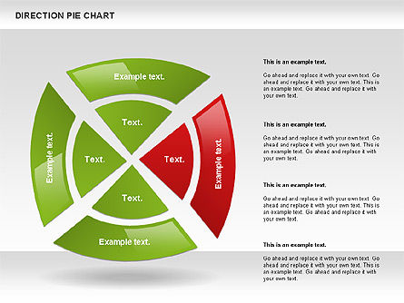 Direção gráfico de pizza, Deslizar 7, 00866, Gráficos circulares — PoweredTemplate.com