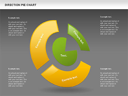 Direção gráfico de pizza, Deslizar 9, 00866, Gráficos circulares — PoweredTemplate.com