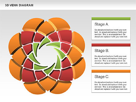 Diagrama 3D de Venn, Gratis Plantilla de PowerPoint, 00874, Modelos de negocios — PoweredTemplate.com