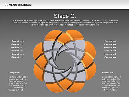 Diagram Venn 3d, Slide 10, 00874, Model Bisnis — PoweredTemplate.com