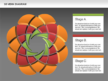 Diagrama 3D de Venn, Diapositiva 9, 00874, Modelos de negocios — PoweredTemplate.com
