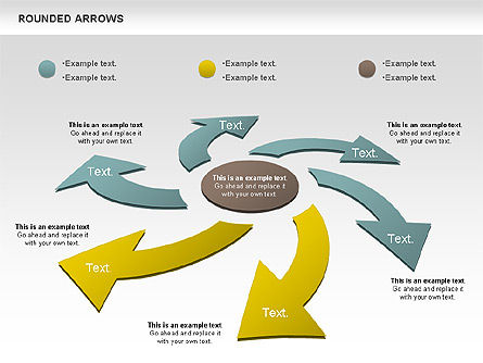 Formes des flèches arrondies, Modele PowerPoint, 00881, Modèles commerciaux — PoweredTemplate.com