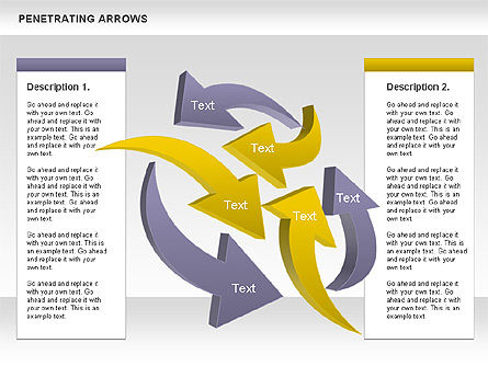 Indringende pijlen, PowerPoint-sjabloon, 00892, Businessmodellen — PoweredTemplate.com