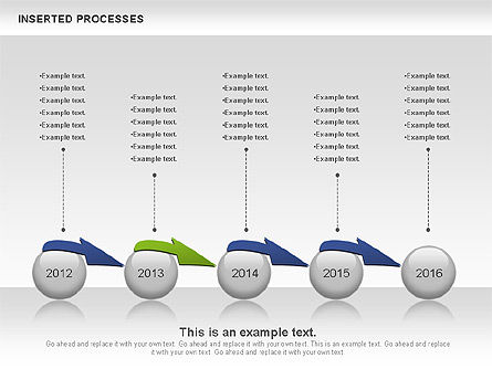 삽입 된 프로세스 다이어그램, 슬라이드 11, 00932, 모양 — PoweredTemplate.com
