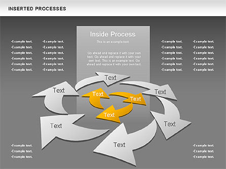 삽입 된 프로세스 다이어그램, 슬라이드 16, 00932, 모양 — PoweredTemplate.com