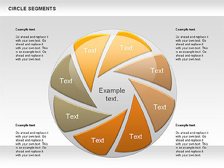 Cirkelsegmenten vormen, PowerPoint-sjabloon, 00937, Figuren — PoweredTemplate.com