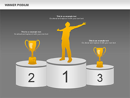 Schéma du podium du gagnant, Diapositive 12, 00981, Silhouettes — PoweredTemplate.com