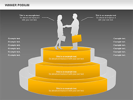 Schéma du podium du gagnant, Diapositive 13, 00981, Silhouettes — PoweredTemplate.com