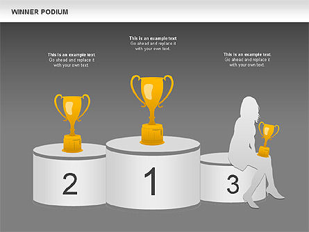 Schéma du podium du gagnant, Diapositive 14, 00981, Silhouettes — PoweredTemplate.com