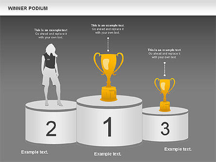 Schéma du podium du gagnant, Diapositive 16, 00981, Silhouettes — PoweredTemplate.com
