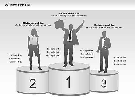 Schéma du podium du gagnant, Diapositive 7, 00981, Silhouettes — PoweredTemplate.com