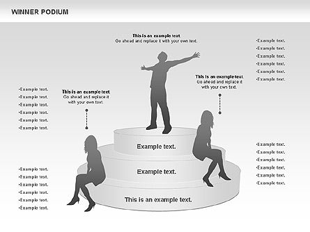 Schéma du podium du gagnant, Diapositive 8, 00981, Silhouettes — PoweredTemplate.com