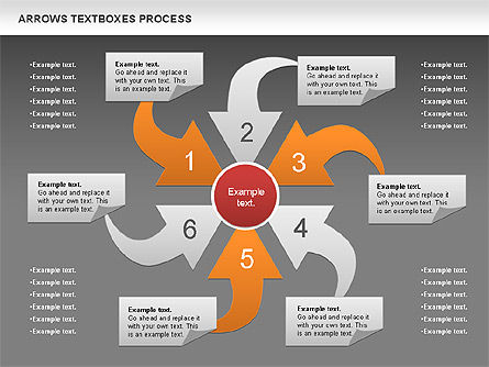 Pijlen tekstvakken processchema, Dia 12, 00993, Procesdiagrammen — PoweredTemplate.com