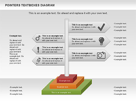 Wijzers tekstvakken diagram, PowerPoint-sjabloon, 00994, Tekstvakken — PoweredTemplate.com