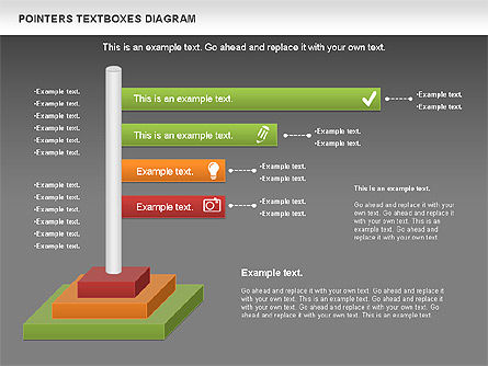 Pointers Textboxes Diagram, Slide 16, 00994, Text Boxes — PoweredTemplate.com