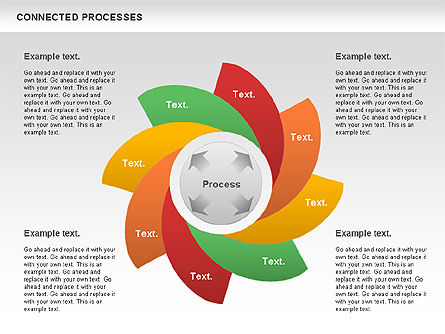 Connected Processes Shapes, PowerPoint Template, 01033, Shapes — PoweredTemplate.com