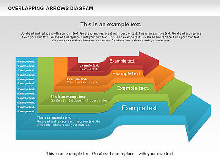 Formas de flechas superpuestas, Plantilla de PowerPoint, 01035, Diagramas de proceso — PoweredTemplate.com