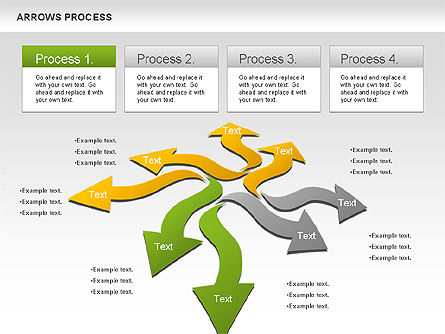 Flexibele pijlen proces, Gratis PowerPoint-sjabloon, 01036, Figuren — PoweredTemplate.com
