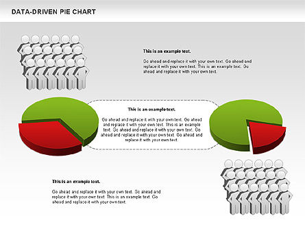 Pie gráfico com stickman (dados driven), Deslizar 6, 01037, Gráficos circulares — PoweredTemplate.com